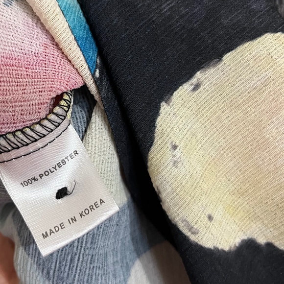 DAMEE Women’s Vibrant Multi Abstract Print Button Down Shirt Sz-PL - Picture 6 of 7